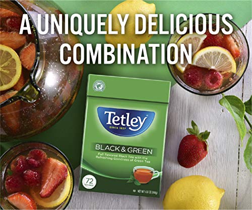 Tetley Black & Green Tea Blend, 72 Round Tea Bags, Hot or Iced