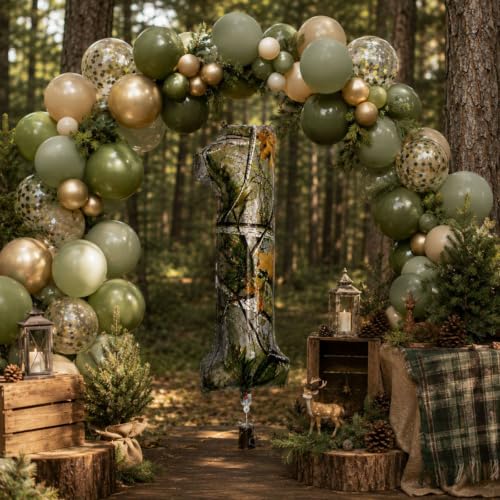 38 Inch Camo Number 1 Balloon - Hunter Mylar Birthday Decoration (1 Count)