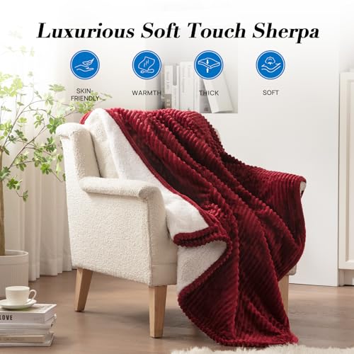 Westinghouse Heated Throw Blanket 50x60 Inch Red Fast Heating Safe & Soft