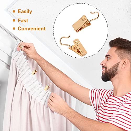 JANYUN Gold Mini Heavy Duty Hook Clips - 30 Pack for Curtains & Photos