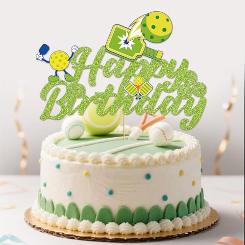 Pickleball Cake Topper - Birthday Sports Dessert Decoration, Ready-to-Use