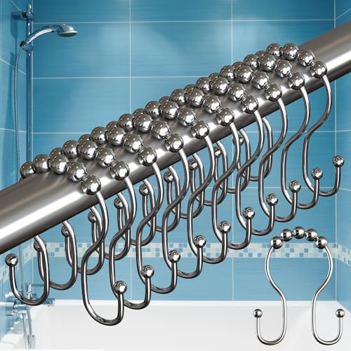 BigFoot Double Shower Curtain Hooks - Rust-Resistant Stainless Steel, Nickel