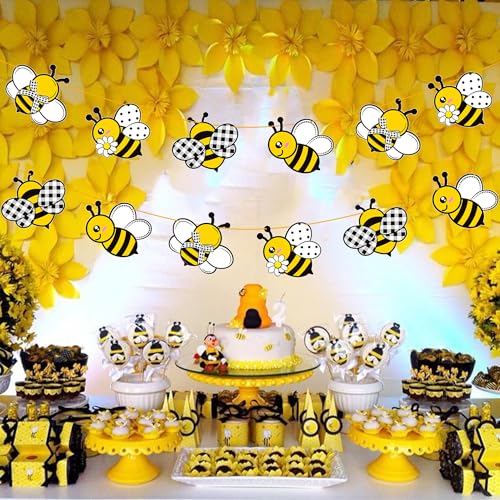 Bee Party Banner Set - 2PCS Honeybee Themed Decorations for Baby Showers