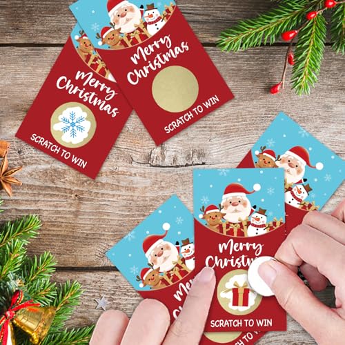 Christmas Scratch Off Cards Set with Gold Stickers - 32 Pcs Holiday Party Game Supplies