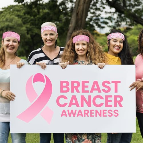 ABTOLS 2PCS Breast Cancer Awareness Tie Sweatband Headband for Women