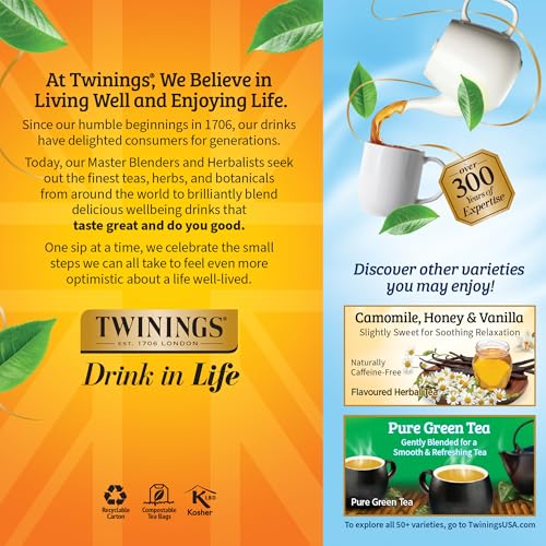 Twinings Pure Camomile Herbal Tea, 25 Count (Pack of 6), Caffeine-Free
