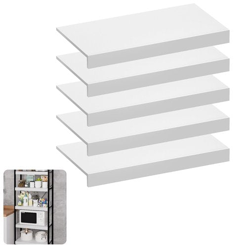VOYALUYA Wire Shelf Cover 24 X 12 Inch Wire Rack Cover Wood Shelf Covers for Pantry Shelving Closet Shelves Organization(White,5 Pack)