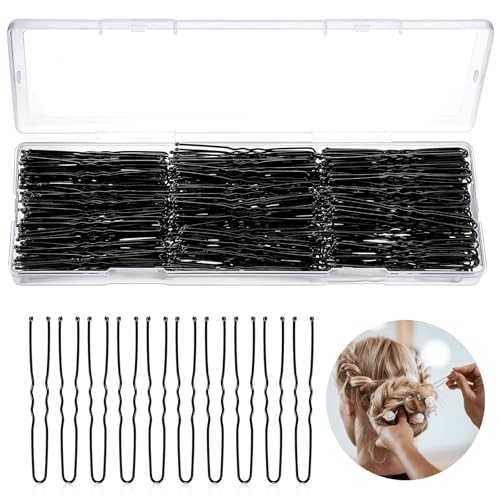 U Shaped Hair Pins 300 PCS Black Bobby Pins with Storage Box