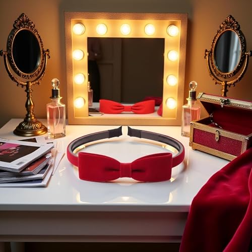 Burgundy Velvet Bowknot Headband, Non-Slip Toothed Cute Hair Accessory
