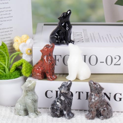 Black Obsidian Wolf Figurine | 1.8 Inch Crystal Healing Decor