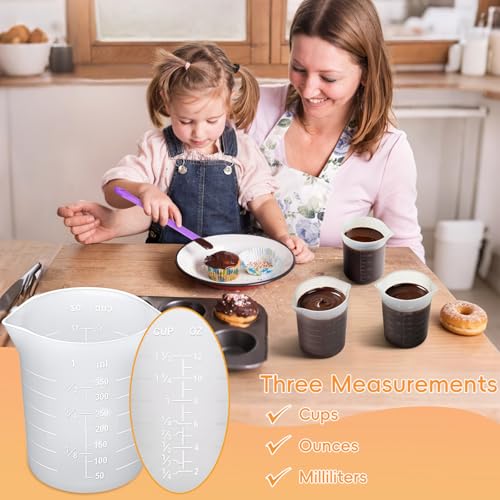 TUZAZO Silicone Measuring Cups with Pour Spout - 4-Pack for Melting Chocolate