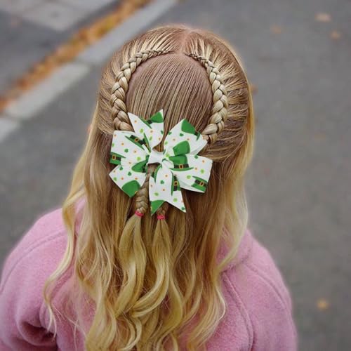 St. Patrick's Day Glitter Shamrock Hair Bow Clips 4-Pack
