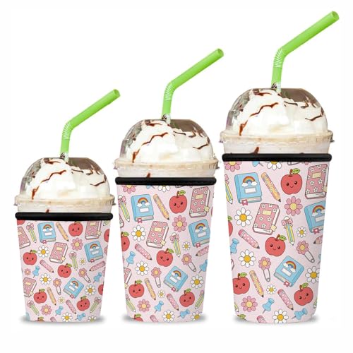 Ronviiz Reusable Insulated Neoprene Cup Sleeves - 3 Pack, Apple Pattern