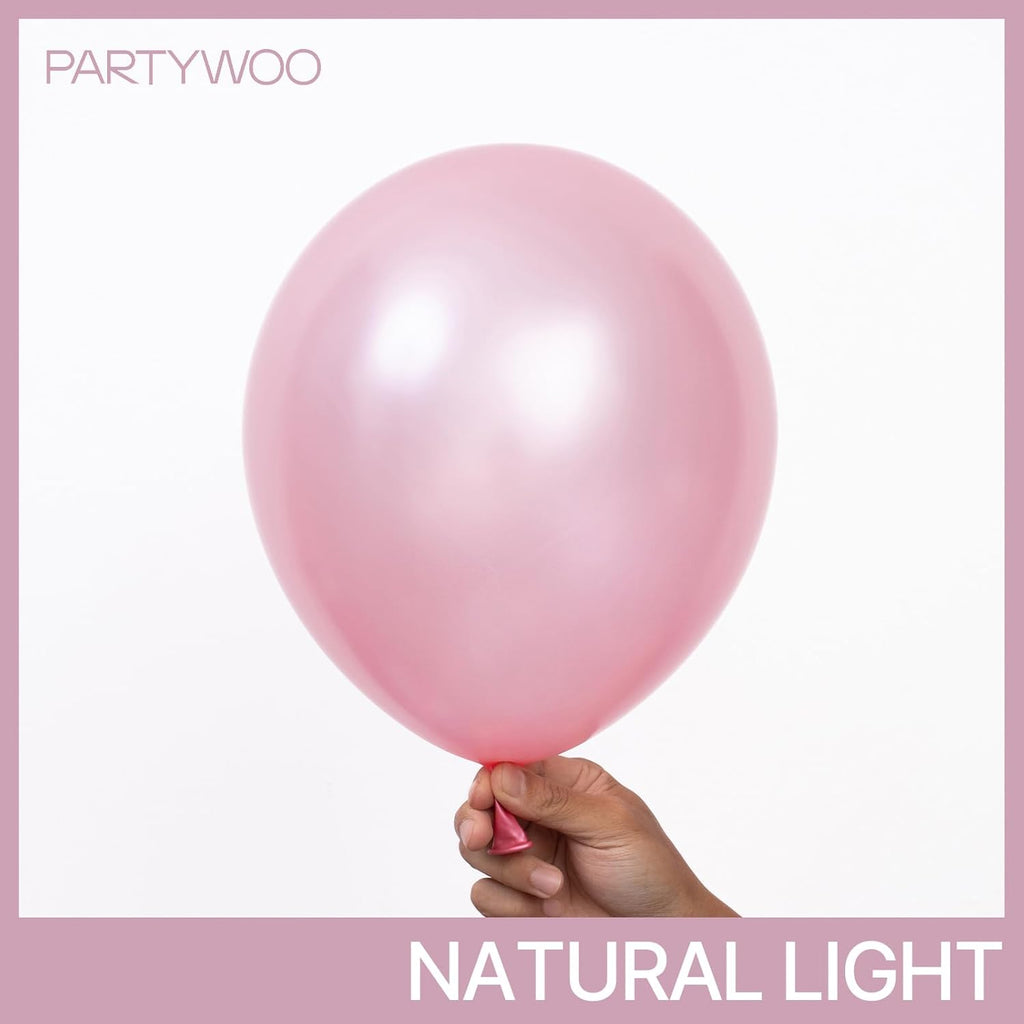 PartyWoo Pearl Pink Balloons - 50 Pcs 12 Inch Light Pastel Latex Helium Balloons for Celebrations