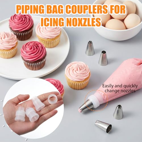 15-Pack Clear Plastic Piping Bag Couplers for Cake Decorating