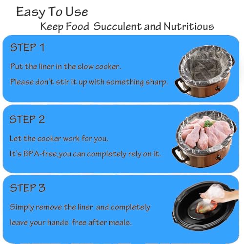 Kiginhans 40-Pack Disposable Slow Cooker Liners, Fits 3QT to 8QT Pots