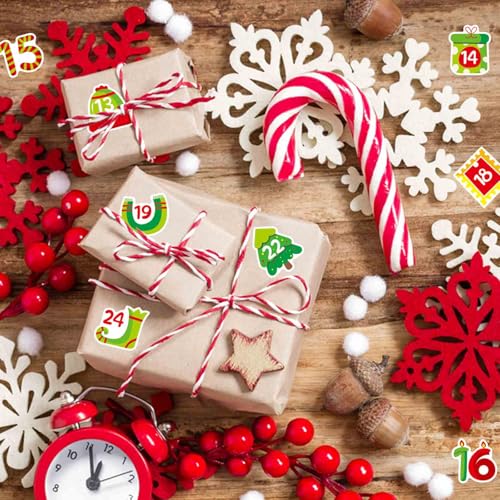 Christmas Advent Calendar Number Stickers Set - 16 Sheets, DIY Holiday Decorations