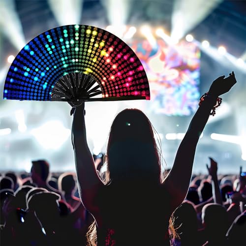13'' UV Glow Folding Hand Fan for Parties & Festivals
