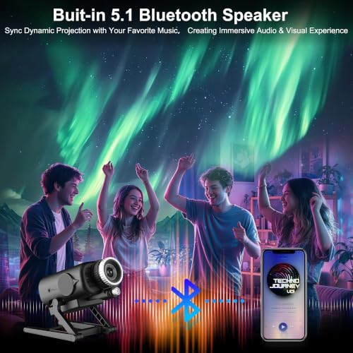 Black 3D Star Galaxy Projector with Ocean Scenes & Bluetooth Speaker - Night Light & Remote Control