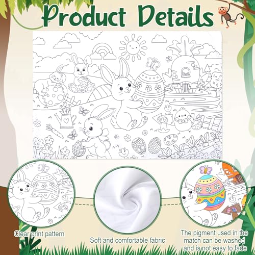 Easter Bunny Coloring Pillowcase with 12 Markers - 28.7" x 19.7"