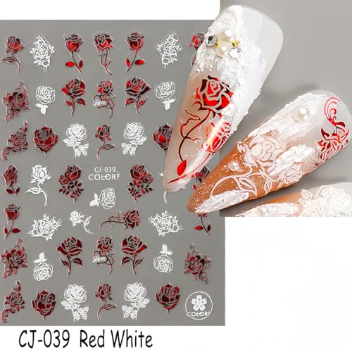 Valentine's Day Nail Art Stickers 6 Sheets Red Heart Sexy Lips Decals