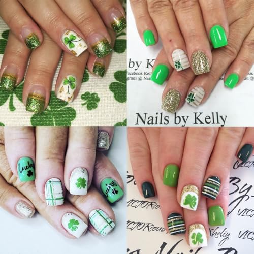 St. Patrick's Day Shamrock Nail Art Stickers 3D Self-Adhesive Lucky Clover Decals 8 Sheets