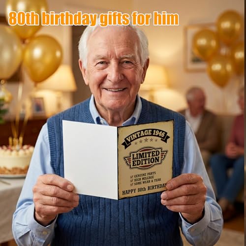 Funny 80th Birthday Card for Men 1946 Vintage Joke Greeting Card