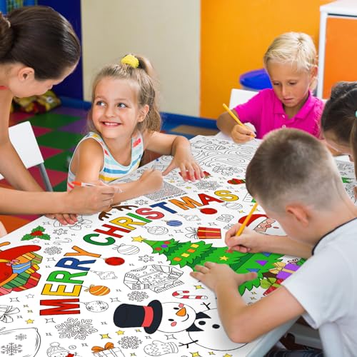 Christmas Activity Poster Banner - 31.5 x 72 Inches Holiday Coloring & Games