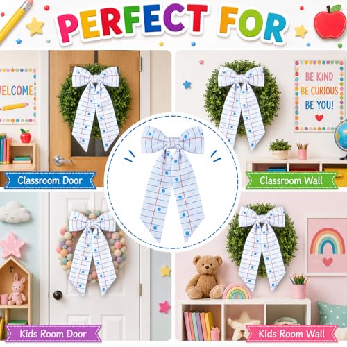 Notebook Paper Wreath Sash - 56'' x 4.5'' Decorative Ribbon for Back to School | Teacher Appreciation