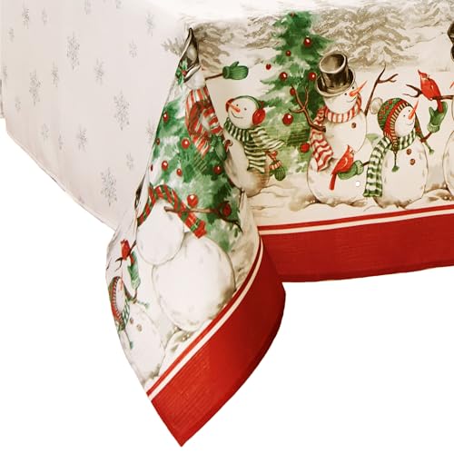 Snowman Winterland Holiday Rectangular Tablecloth 60 x 102 Inches - Multicolor