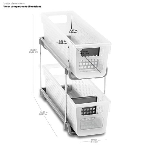madesmart Mini 2 Tier Organizer, Pack of 4, Frost
