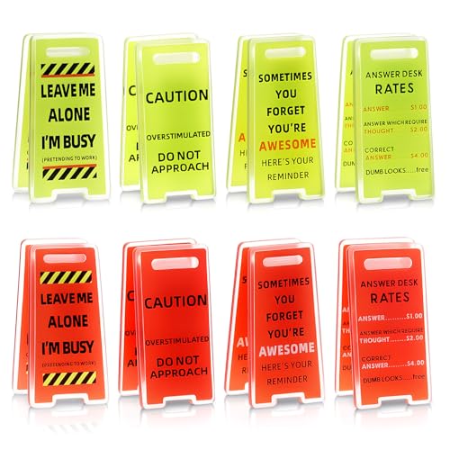 8-Pack Funny Desk Signs - Caution Overstimulated Office Decor