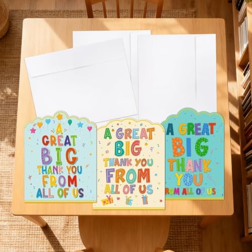Jumbo Thank You Cards - 3 Pack, 14x11 Inches, Giant Appreciation Notecards