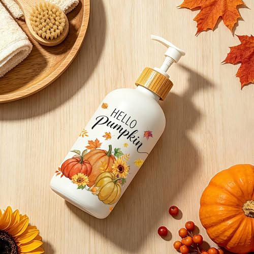 Hexagram Pumpkin Glass Soap Dispenser - Fall Bathroom & Kitchen Decor
