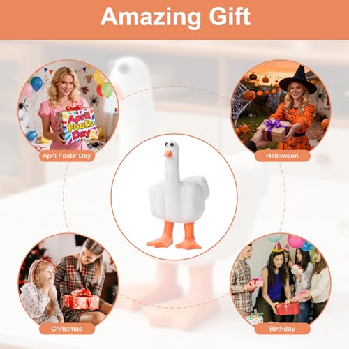 Funny Middle Finger Duck Statue Resin Desk Decor Halloween Gag Gift