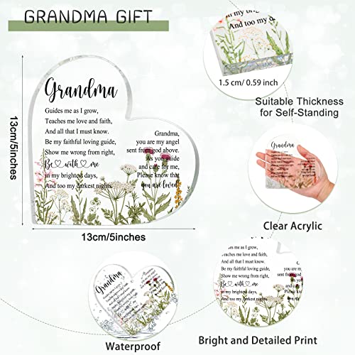 Acrylic Heart Grandma Gift - Elegant Keepsake for Grandmother