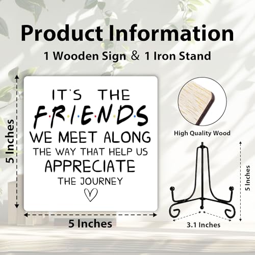 Ukebobo 'Friends We Meet' Wooden Desk Sign with Iron Stand, 5x5 Inch