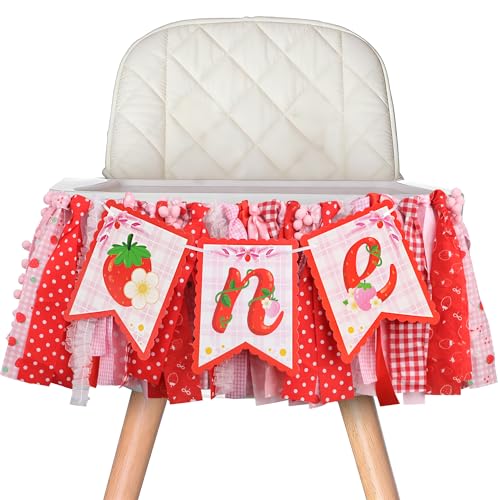 Strawberry 1st Birthday High Chair Banner - Sweet One Decor