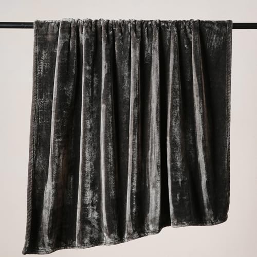 420 GSM Cozy Throw Blanket for Couch - Dark Grey 50''x70''