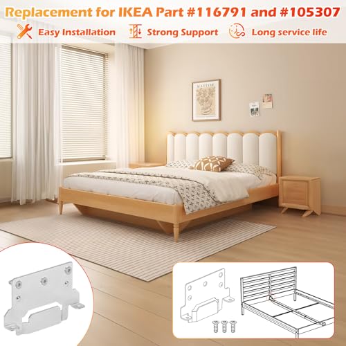 IKEA Bed Frame Mounting Plates Replacement Parts - 2 Plates & 6 Screws