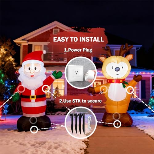 Inflatable Santa Claus and Reindeer Set 4ft - Santa & Deer Variation