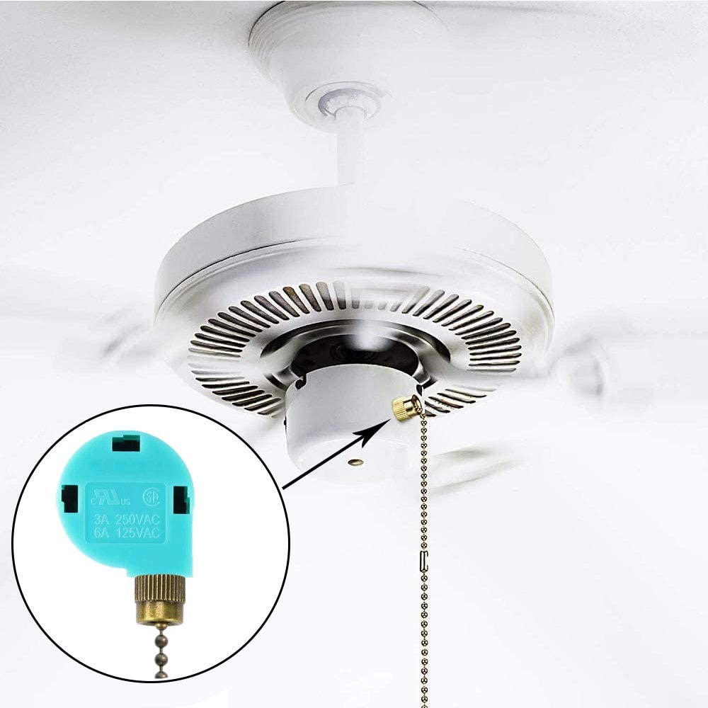 Akahttbn Ceiling Fan Switch ZE-268S6 3 Speed 4 Wire Bronze Zing Ear For Ceiling Light Fans Lamps and Wall Lights Pull Chain Switch Replacement On-Off with Pull Chain,1 Pack