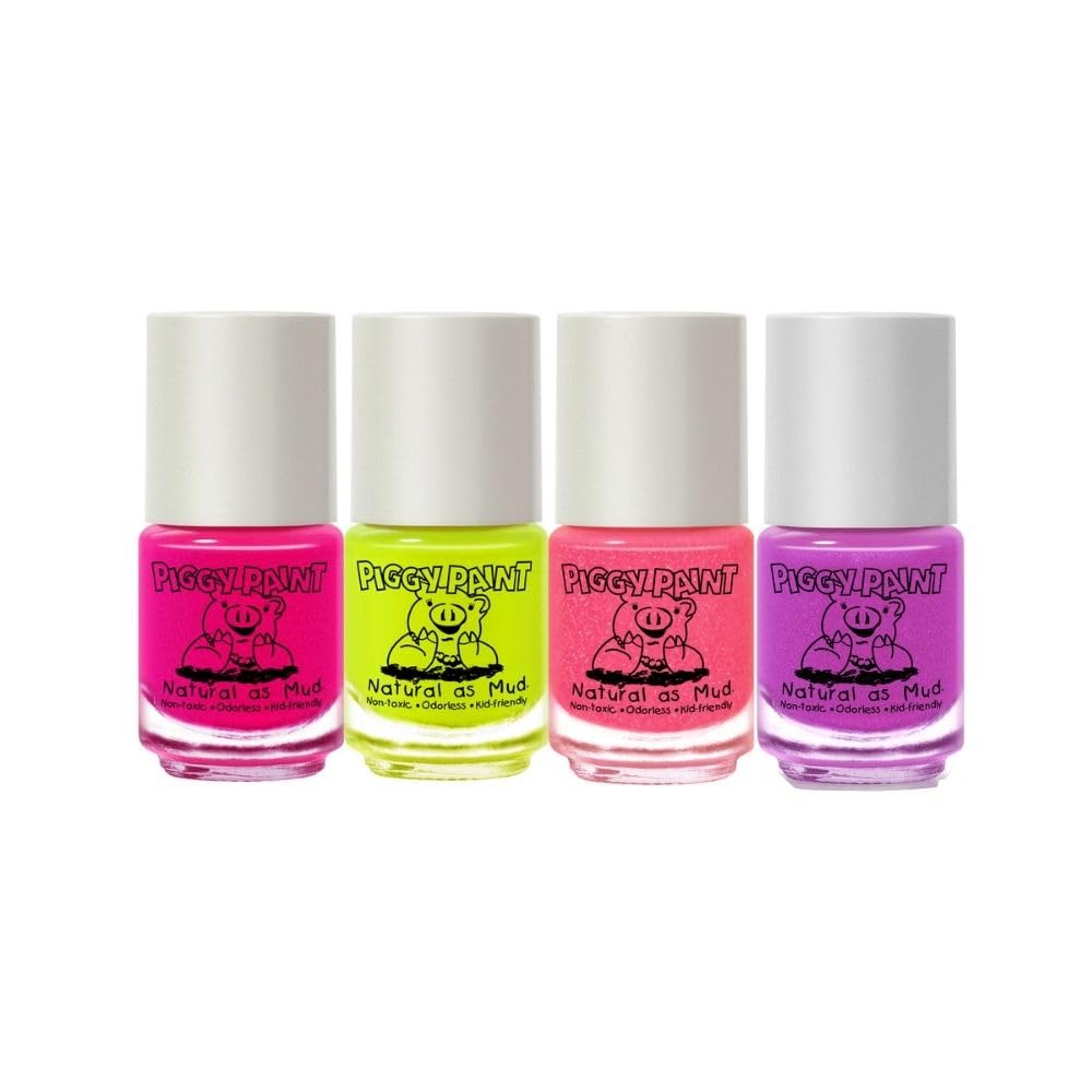 Piggy Paint Neon Polish Box Set - Includes Bonus Blacklight Glow Feature!