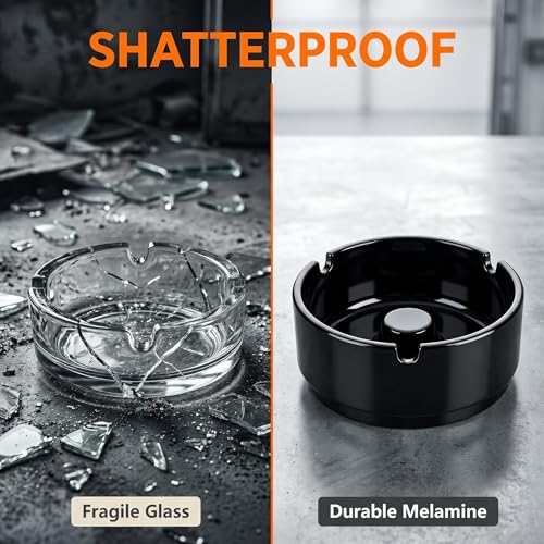 Durable Plastic Ashtray with Fast Extinguishing Column - 5 Pcs