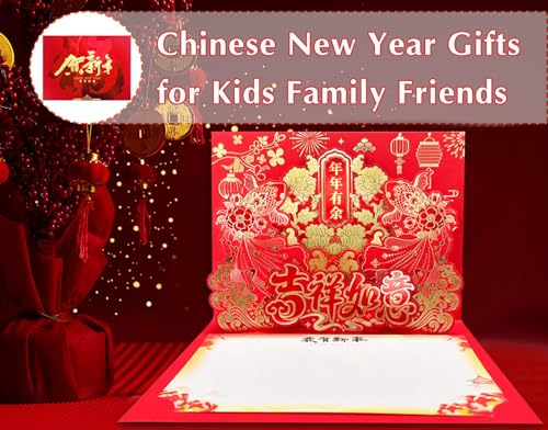 JUESMOS 2026 Year of The Horse 3D Pop Up Chinese New Year Greeting Card with Envelope