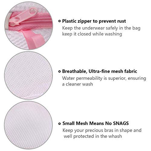 Ainiv 3PCS Pink Mesh Laundry Bags for Delicates, Bras, and Lingerie