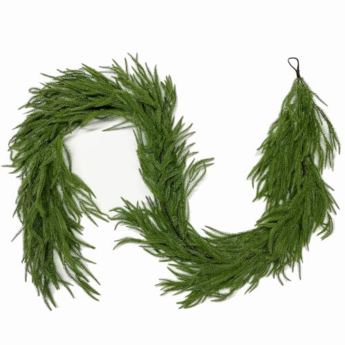 5FT Real Touch Norfolk Pine Garland Christmas Decor - Rustic Holiday