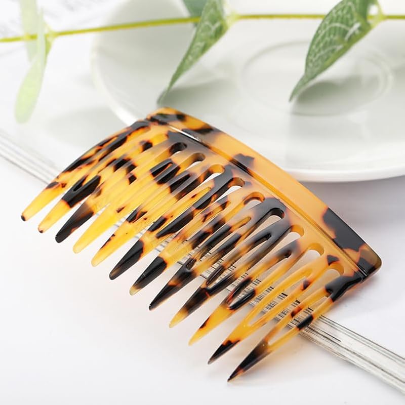 FRCOLOR Acetate Hair Combs 2 Pack - Retro French Side Combs Leopard Print