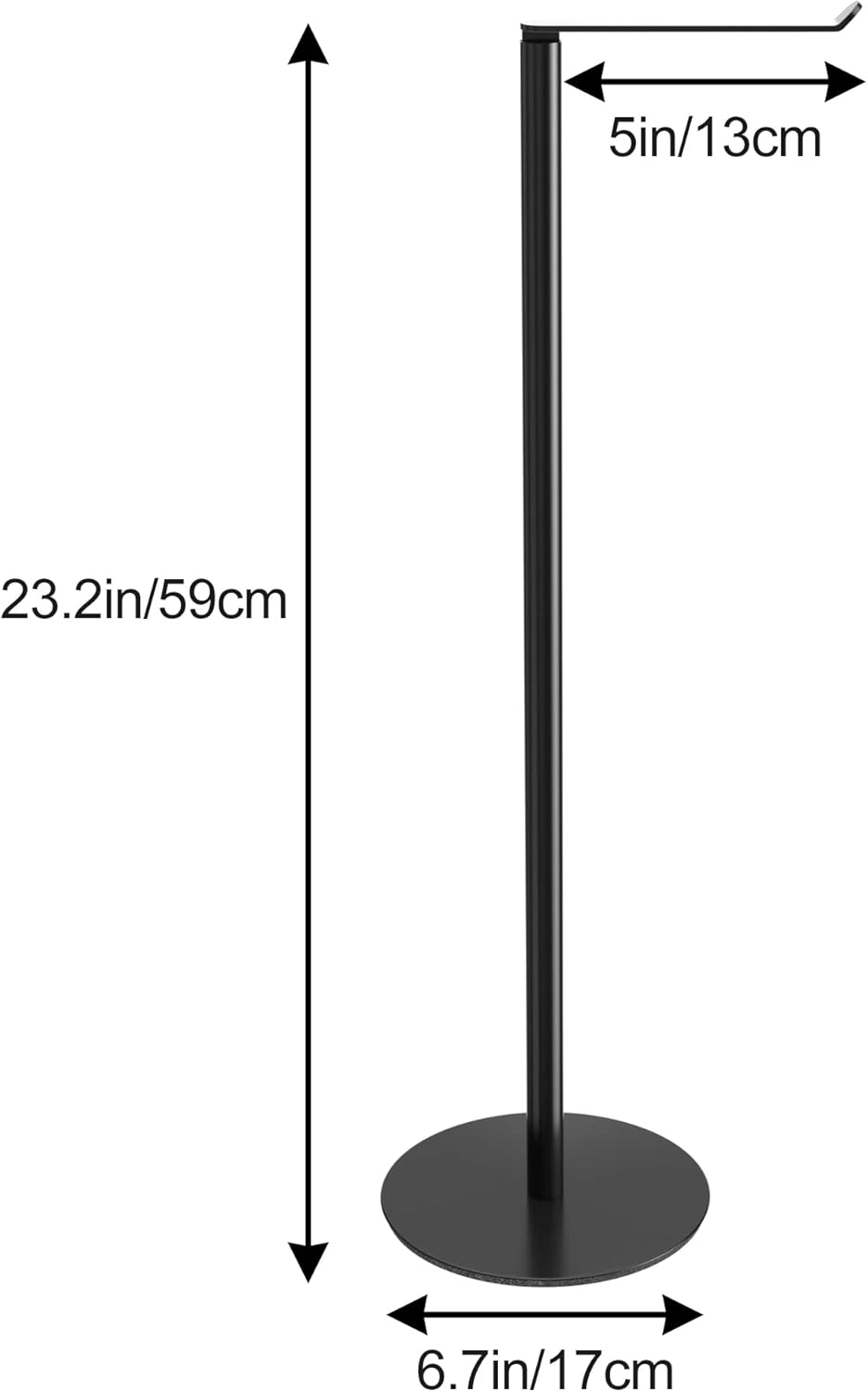 Skiennix Black Toilet Paper Holder Stand - Stainless Steel Free-Standing Dispenser for 4 Rolls