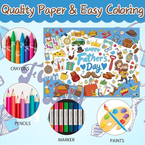 Father's Day Giant Coloring Poster & Tablecloth - 43.3 x 31.4 Inches